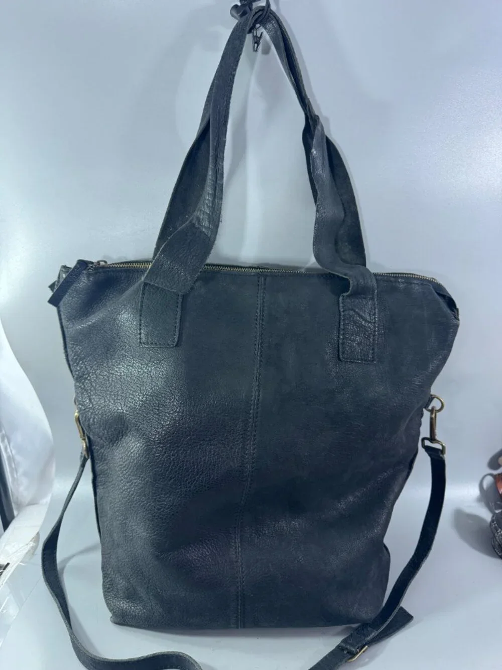 nina kendosa Paris Black Leather Reversible Tote/Shoulder Bag